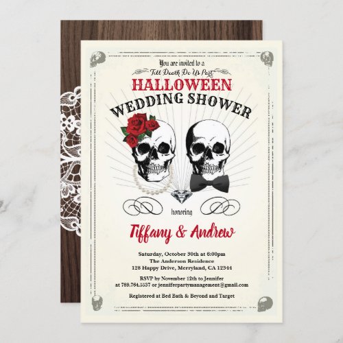 Vintage Halloween wedding shower invitation