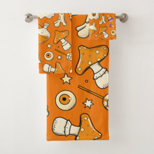Vintage Halloween Whimsical Cute Ghost Bath Towel Set