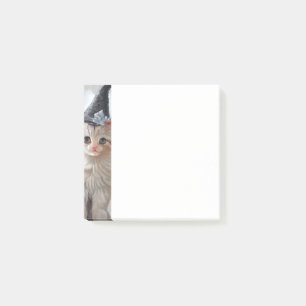 Vintage Halloween White Kitten and Jack-o'-lantern Post-it Notes