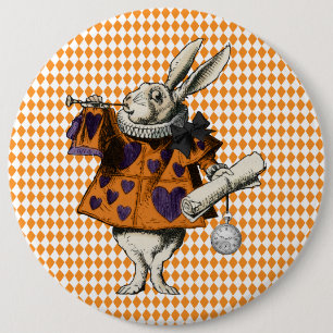 Vintage Halloween White Rabbit Alice In Wonderland Button