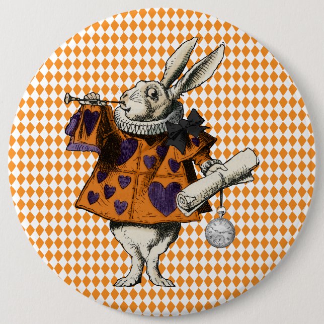 Vintage Halloween White Rabbit Alice In Wonderland Button (Front)