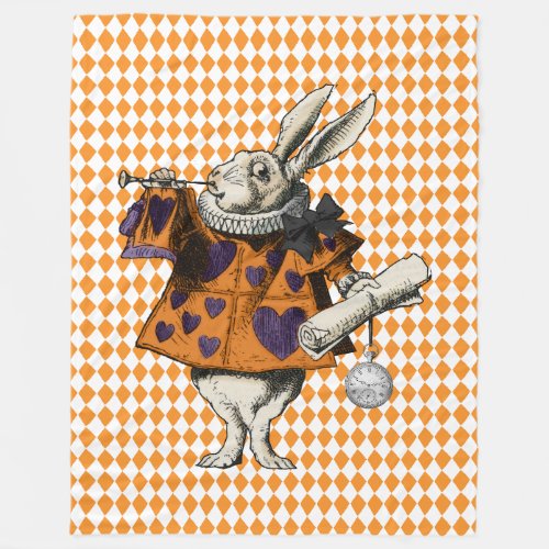 Vintage Halloween White Rabbit Alice In Wonderland Fleece Blanket