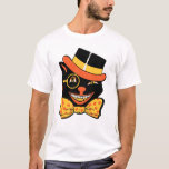 Vintage Halloween Winking Black Cat Shirt at Zazzle