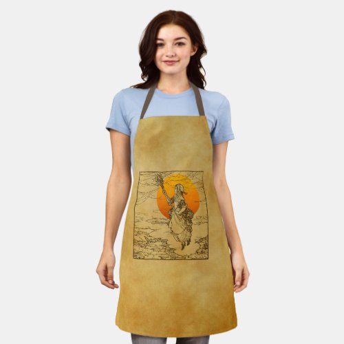 Vintage Halloween Witch All_Over Print Apron