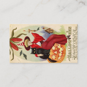 Vintage Halloween Witch and Black Cat Enclosure Card