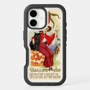 Vintage Halloween Witch and Black Cat iPhone 16 Case