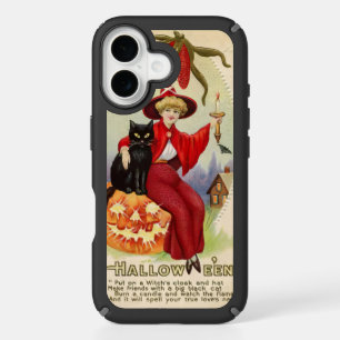 Vintage Halloween Witch and Black Cat iPhone 16 Case