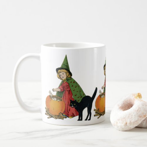 Vintage Halloween Witch and Cat Ellen Clapsaddle Coffee Mug