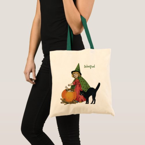 Vintage Halloween Witch and Cat Ellen Clapsaddle Tote Bag