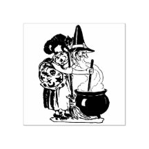 SC03 T10 vintage rubber stamp 1989 WILD WITCH riding broomstick Stampendous E43