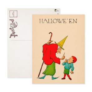 Vintage Halloween Witch and Child Postcard