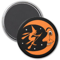 Vintage Halloween Witch and Moon Magnet