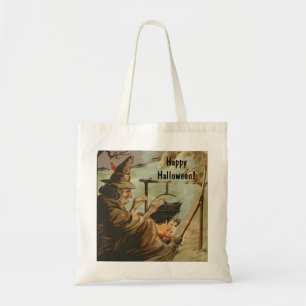 Vintage Halloween Witch Brew in Caldron Tote Bag