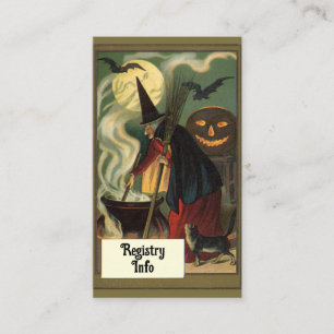 Vintage Halloween Witch Bridal Shower Party Enclosure Card