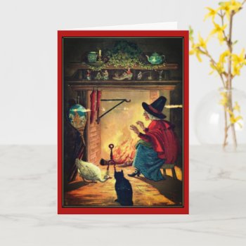 Vintage Halloween Witch By Warm Hearth Card by ForEverProud at Zazzle