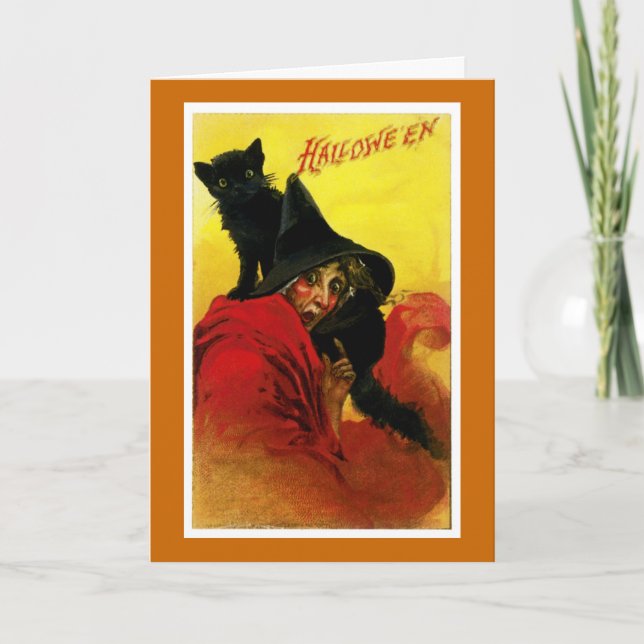 Vintage Halloween Witch Card (Front)