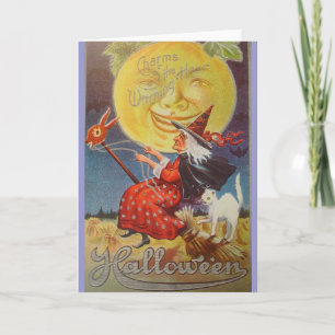 Vintage Halloween Witch Card