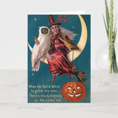 Vintage Halloween Witch Card