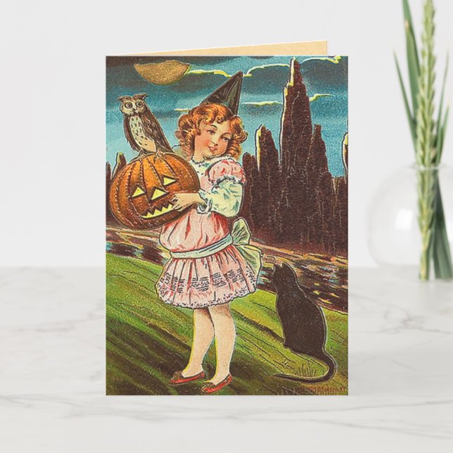 Vintage Halloween Witch Card (Front)