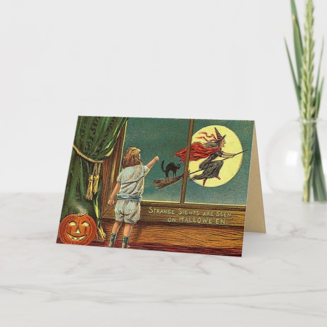 Vintage Halloween Witch Card (Front)