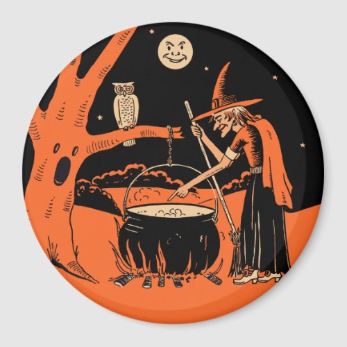 Vintage Halloween _ Witch  Cauldron Magnet