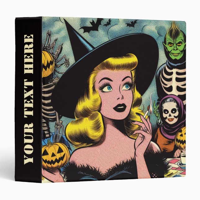 Vintage Halloween Witch Comics 3 Ring Binder (Front/Spine)