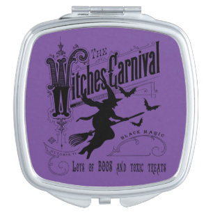 Vintage Halloween Witch Compact Mirror