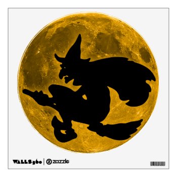 Vintage Halloween Witch Flying On Her Broom Wall Sticker by Vintage_Halloween at Zazzle