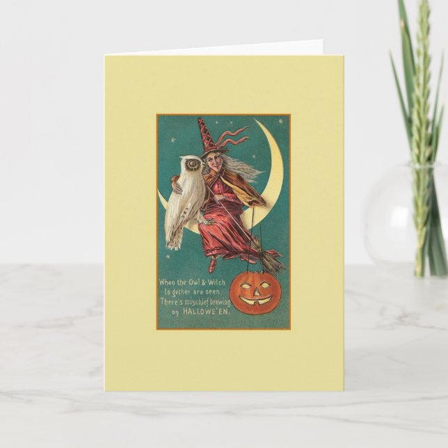 Vintage Halloween Witch Greeting Card (Front)