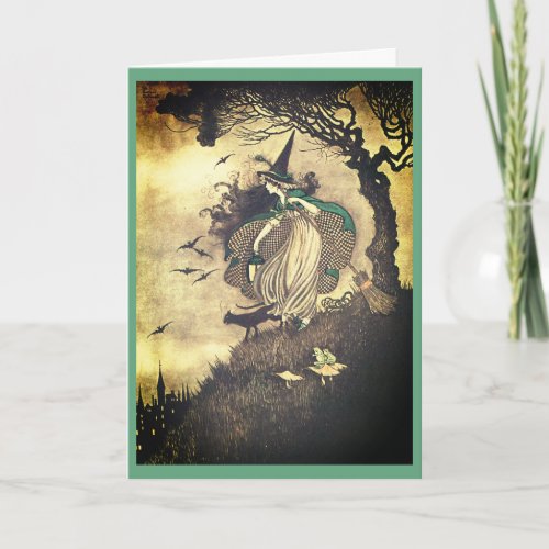 Vintage Halloween Witch Greeting Card