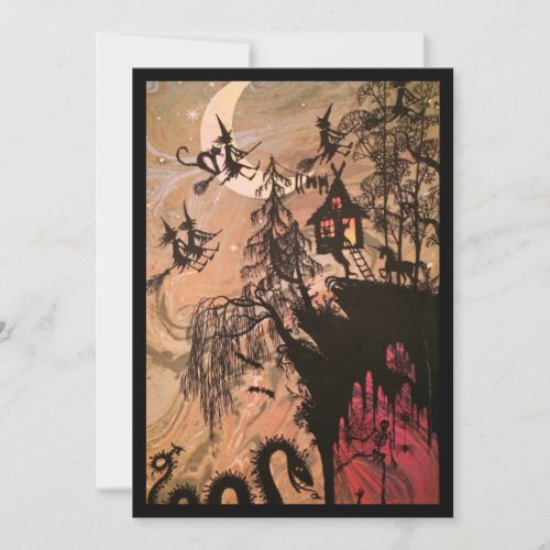 Vintage Halloween Witch Holiday Card