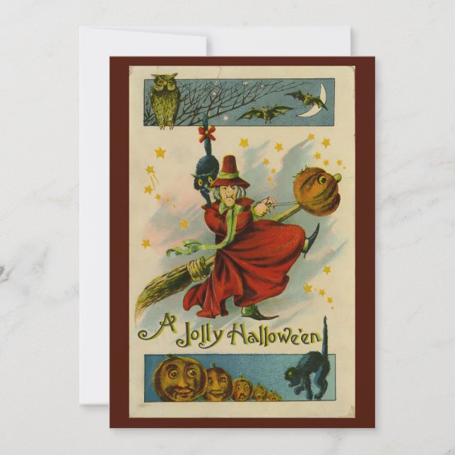 Vintage Halloween Witch  Invitation (Front)