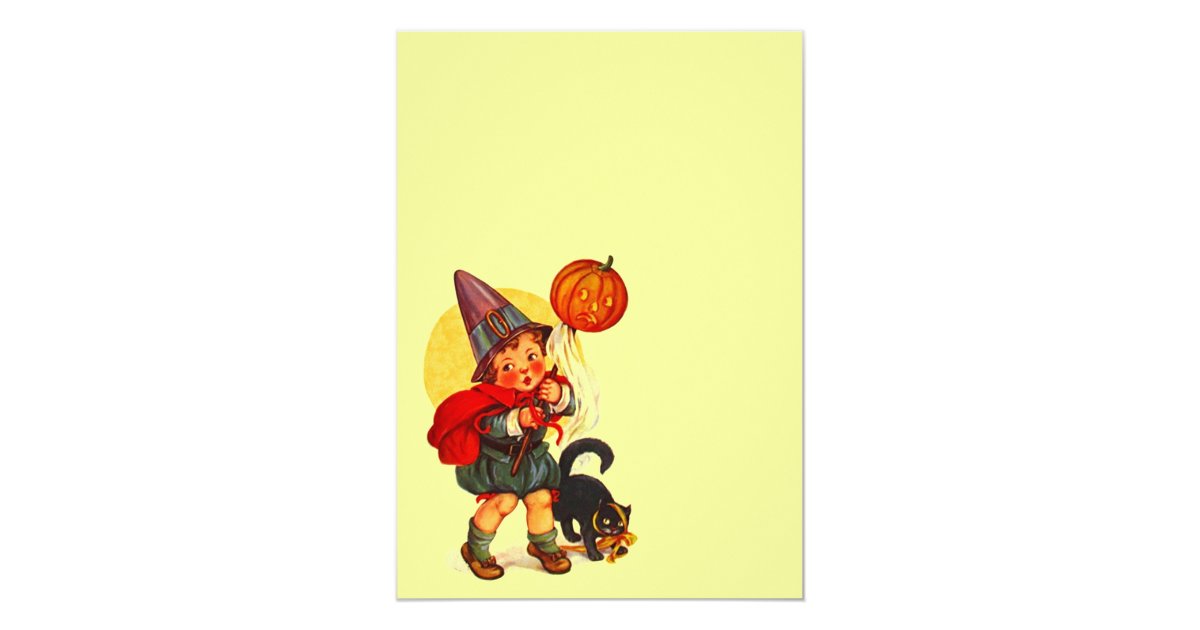 Vintage Halloween Witch JOL Cat Blank Invitation | Zazzle