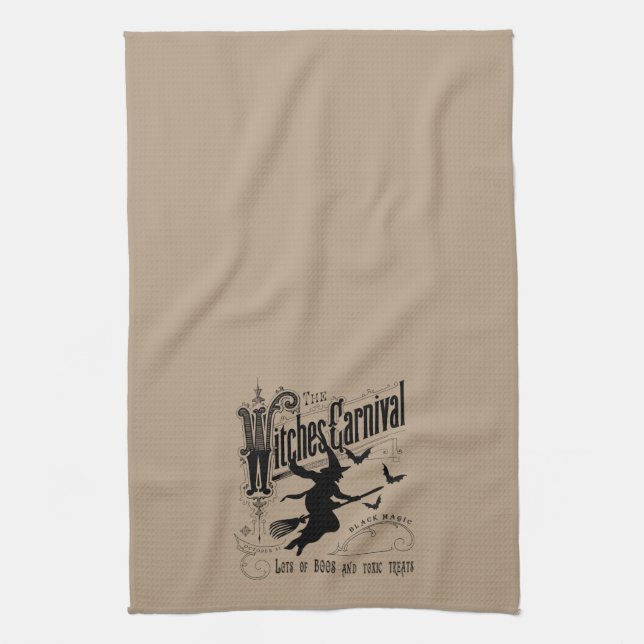 Vintage Halloween Witch Kitchen Towel (Vertical)