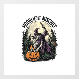 Vintage Halloween Witch Moonlight Mischief Graphic Floor Decals
