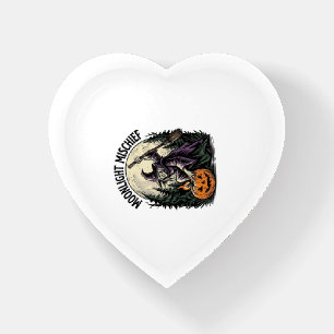 Vintage Halloween Witch Moonlight Mischief Graphic Paperweight