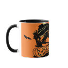 Vintage Halloween Witch on Fence Throw Pillow