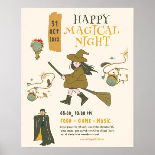 Vintage Halloween Witch Party, Halloween Party Poster