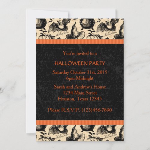 Vintage Halloween Witch Party Invitation