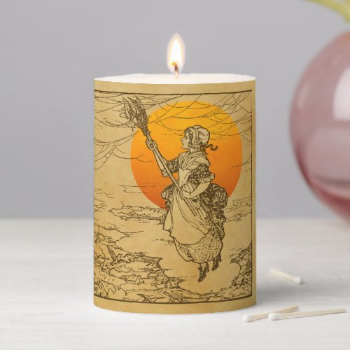 Vintage Halloween Witch Pillar Candle