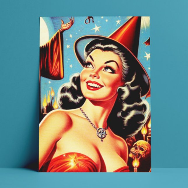 Vintage Halloween Witch Pin-up Postcard (Creator Uploaded)