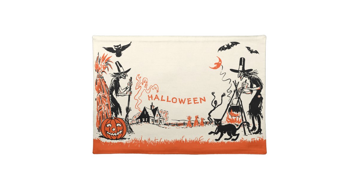 Vintage Halloween Witch Placemat Zazzle