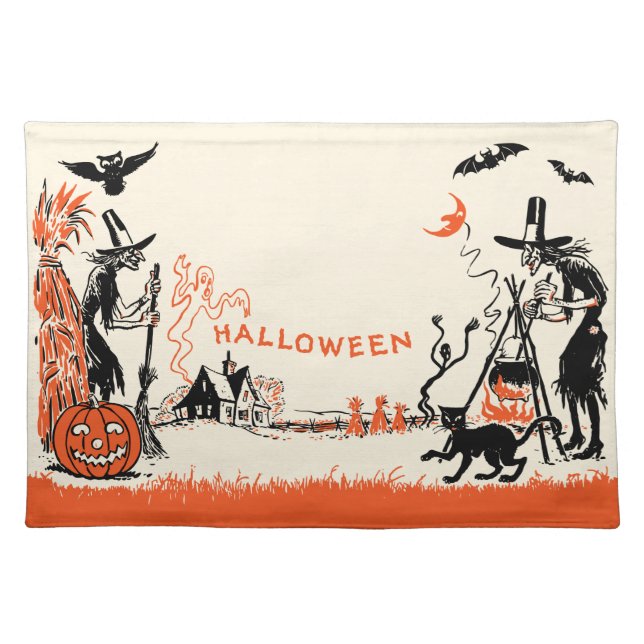Vintage Halloween Witch Placemat (Front)