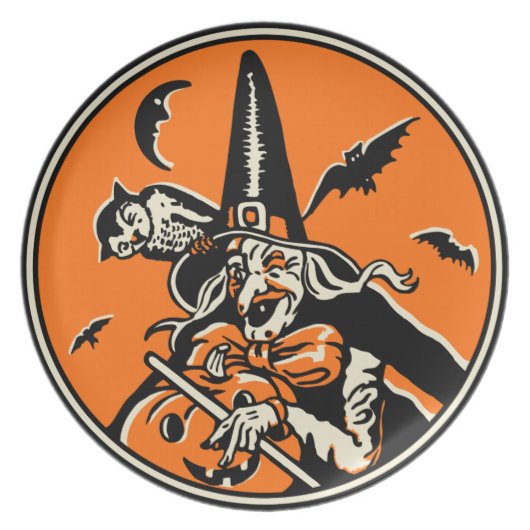 Vintage Halloween Witch Plate (Front)