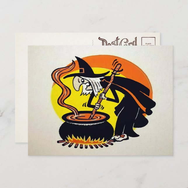 Vintage Halloween Witch Postcard (Front/Back)