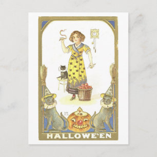 Vintage Halloween Witch Postcard