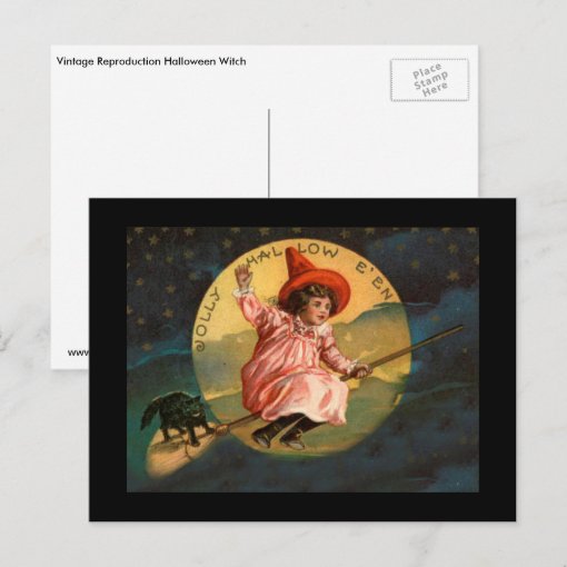 Vintage Halloween Witch Postcard | Zazzle