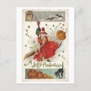 Vintage Halloween Witch Postcard