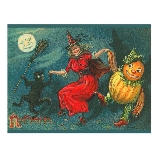 Vintage Halloween Witch Postcard