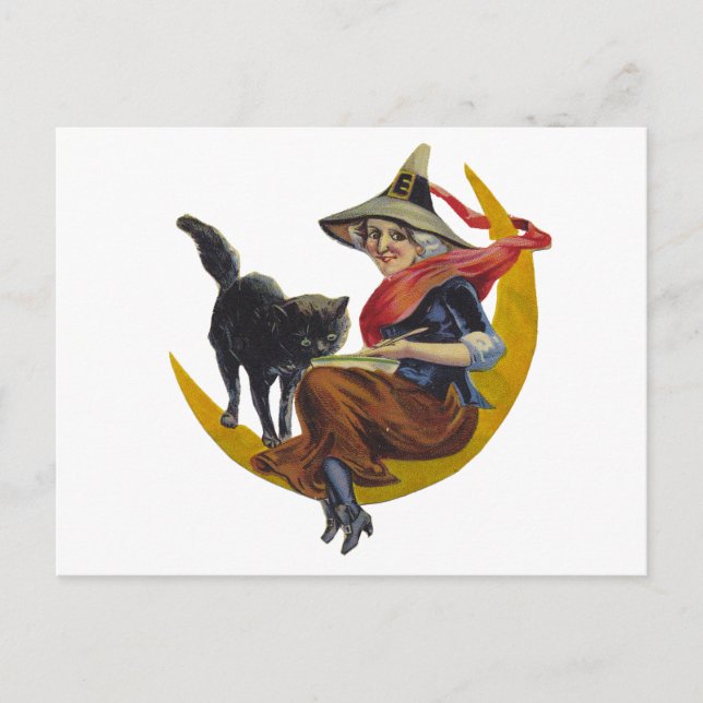 Vintage Halloween Witch Postcard (Front)